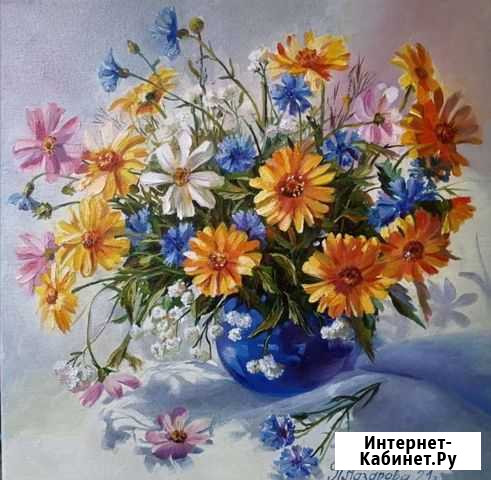Картина маслом на холсте цветы,Букет с календулой Санкт-Петербург - изображение 1
