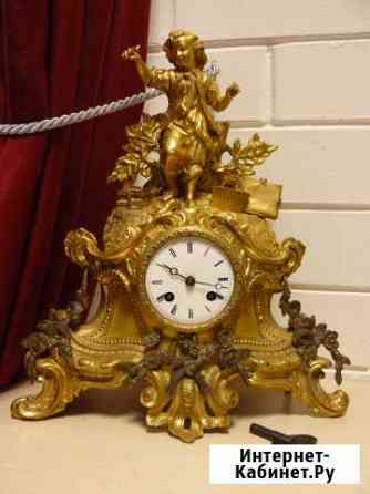 Старинные каминные часы позолоченная бронза 19-век Волгоград