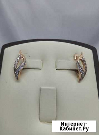 Серьги из золота 585*с белыми камнями И 90600 Сочи - изображение 1