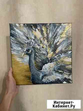 Картина «Павлин» 30*30, акрил Краснодар
