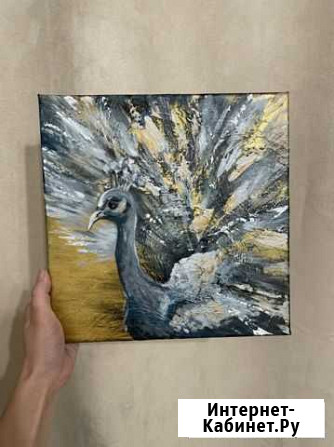 Картина «Павлин» 30*30, акрил Краснодар - изображение 1