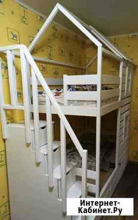 Детская двухъярусная кровать домик Новосибирск