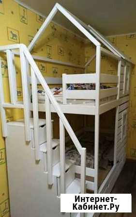 Детская двухъярусная кровать домик Новосибирск - изображение 1