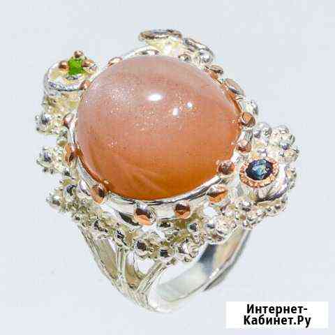 Кольцо серебро натуральный солнечный камень Саратов