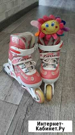 Детские роликовые коньки Larsen Pink+защита Красноярск - изображение 1