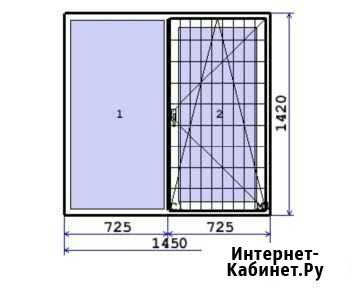 Окно двухстворчатое (створка справа) 1450х1420 Архангельск - изображение 1