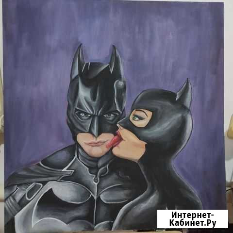 Картина Бэтмен и женщина кошка масло 60 57 Краснодар - изображение 1