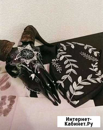 Расписной череп барана с медальоном Екатеринбург - изображение 1