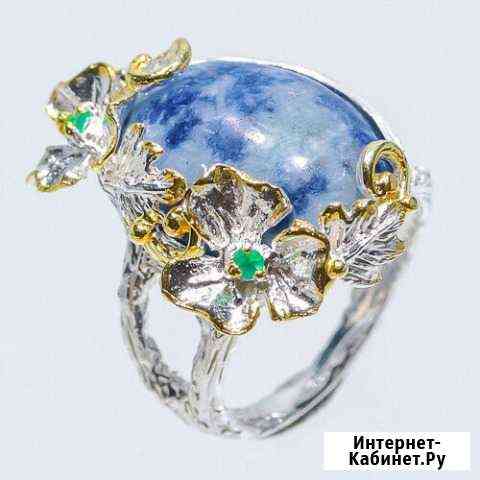 Кольцо серебро 925 с натуральным содалитом Саратов