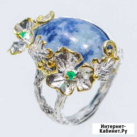 Кольцо серебро 925 с натуральным содалитом Саратов - изображение 1