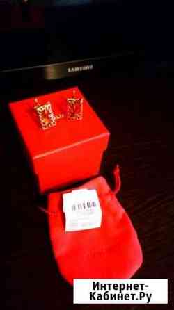 Серьги новые серебро в позолоте с янтарем Липецк