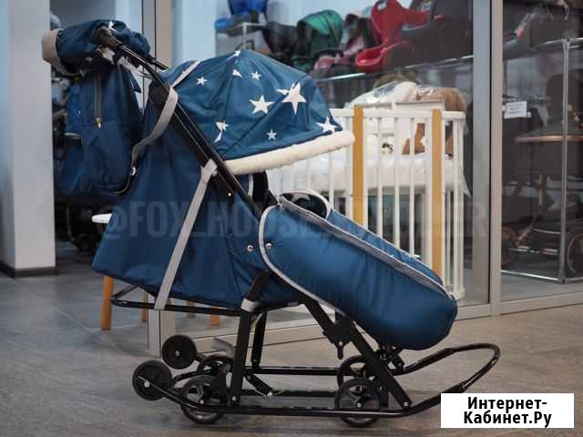 Санки коляска Pikate звезды аквамарин Брянск - изображение 1