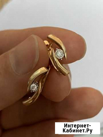 Серьги золотые с бриллиантами Астрахань - изображение 1