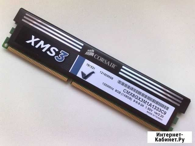 Corsair XMS3 8GB 1333MHz CL9 (CMX8GX3M1A1333C9) Нижний Новгород - изображение 1