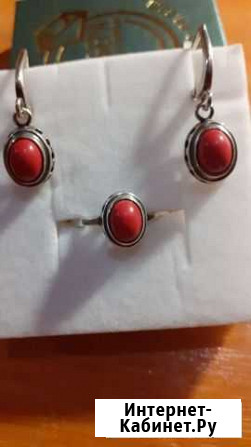 Коралловый комплект в серебре Звенигово - изображение 1