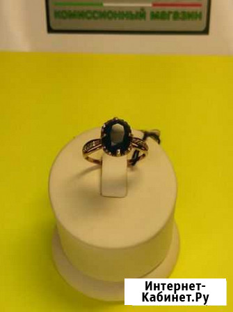 Новое кольцо серебро золочёное р.18 с синим циркон Красноярск - изображение 1