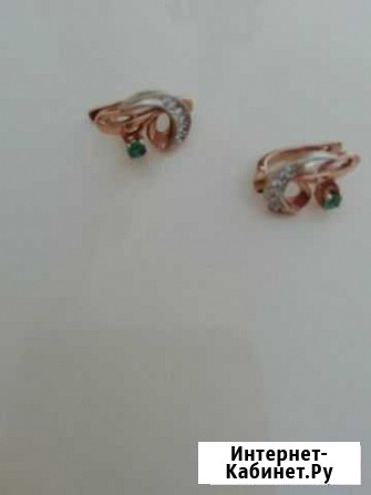 Золотые серьги с бриллиантами и изумрудами Тюмень - изображение 1