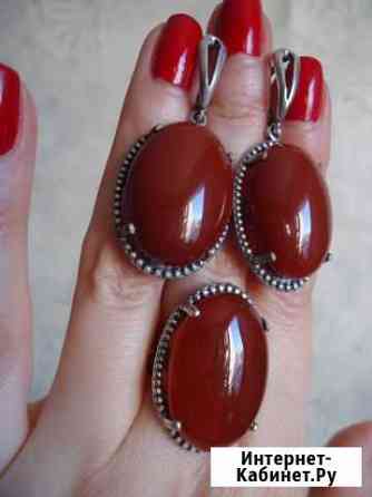 Серьги + Кольцо Сердолик Комплект Гарнитур Екатеринбург