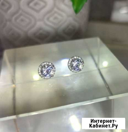 Серьги с синт бриллиантом (carbon diamonds), 925 Энгельс - изображение 1