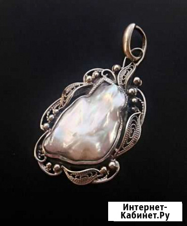 Подвеска.Кулон.Серебро.Природный Перламутр.СССР Кострома - изображение 1