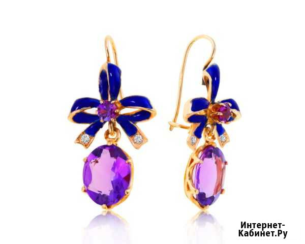 Золотые серьги с аметистами 6.54ct Москва - изображение 1