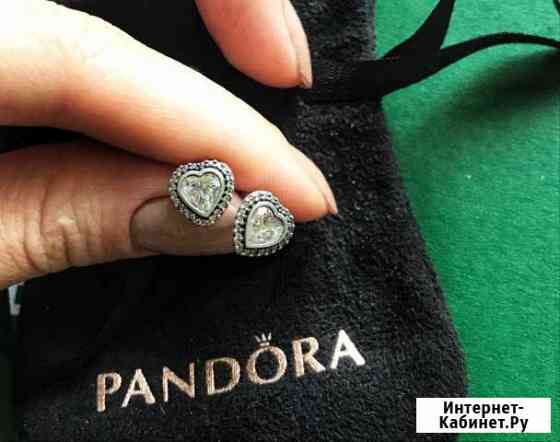 Серьги Pandora, сердечки. оригинал Мурино
