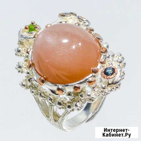 Кольцо серебро натуральный солнечный камень Саратов - изображение 1