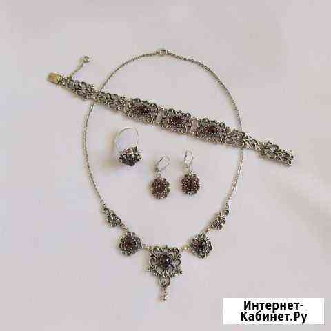 Серебряный комплект с гранатами, Германия Краснодар