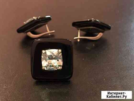 Кольцо и серьги черный агат Краснодар