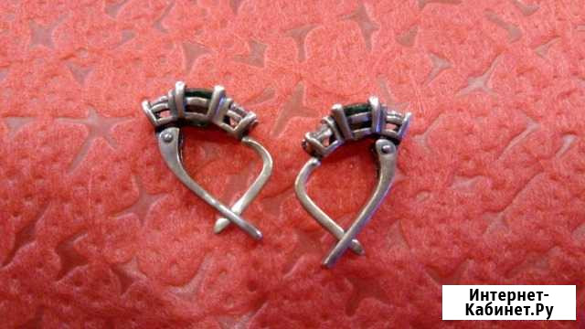 Серьги из серебра с изумрудами(синергическими) Ялта - изображение 1