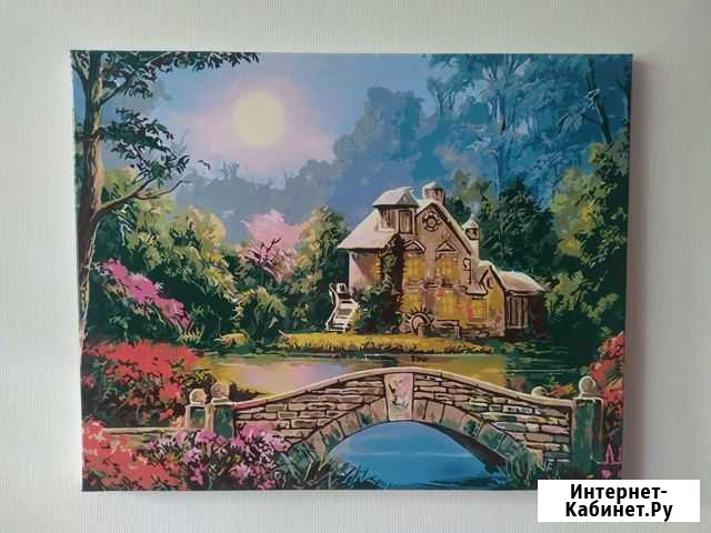 Картина акрилом Домик у озера 40*50 Тольятти - изображение 1