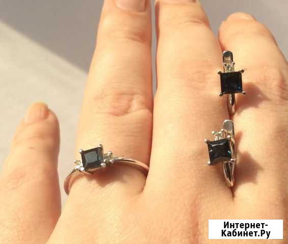 Золотой комплект с сапфирами и бриллиантами Саратов - изображение 1