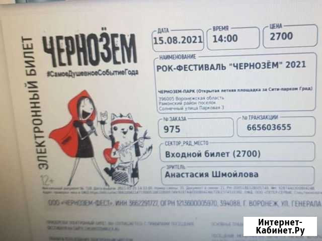 Билеты на Чернозем Воронеж - изображение 1