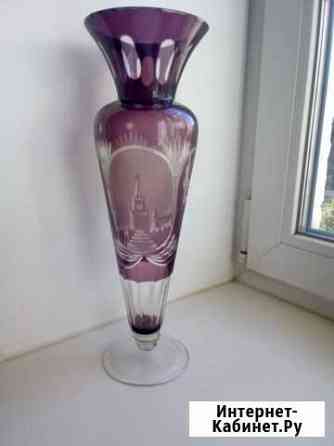 Ваза с Кремлём коричневая, хрусталь Нижний Новгород