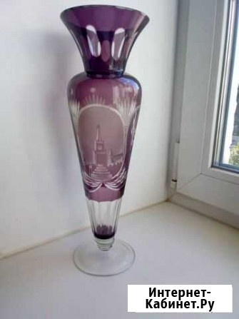 Ваза с Кремлём коричневая, хрусталь Нижний Новгород - изображение 1