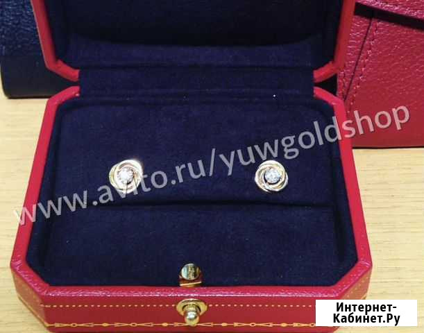 Золотые серьги-пусеты Trinity с брил. 0.62 ct Знаменск - изображение 1