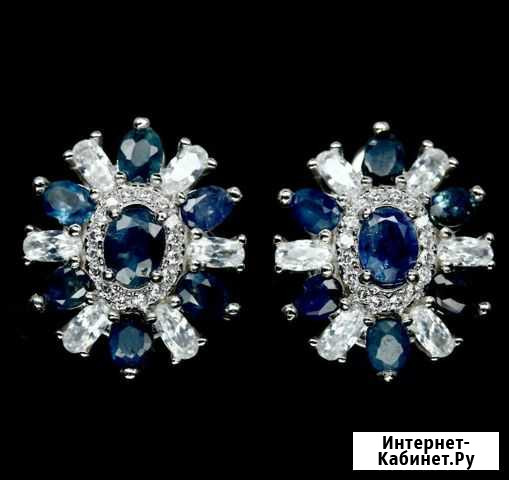 Серебряные серьги С природными сапфирами Саратов - изображение 1