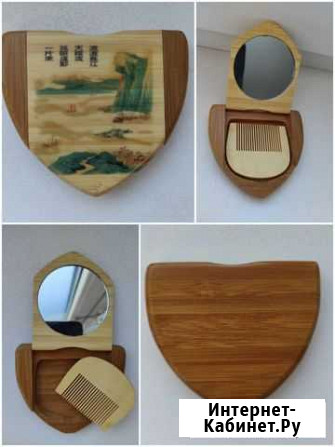 Зеркальце с расческой из натурального дерева Тюмень - изображение 1