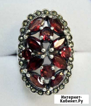 Серебряное кольцо 925 пробы с гранатами Волгоград - изображение 1