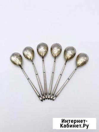 Ложки кофейные серебро 84 проба набор 6 штук Псков - изображение 1
