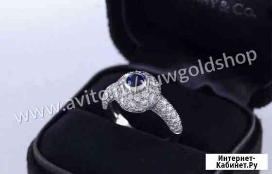 Золотое кольцо Tiffany брилл 0.75 ct сапфир 0.32ct Екатеринбург