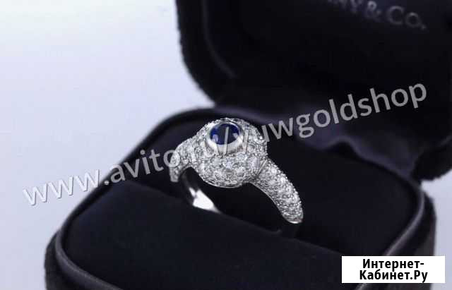 Золотое кольцо Tiffany брилл 0.75 ct сапфир 0.32ct Екатеринбург - изображение 1