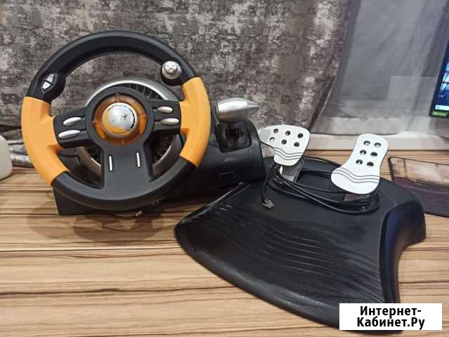 Игровой руль с педалями для пк Смоленск - изображение 1