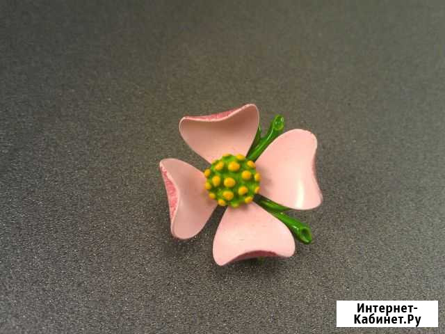 Винтажная брошь цветок кизила с розовой эмалью 50е Санкт-Петербург - изображение 1