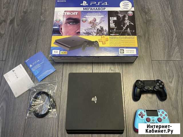 Sony PS4 slim 1tb 2208B (30 игр, 2 джойстика) Щёлково - изображение 1