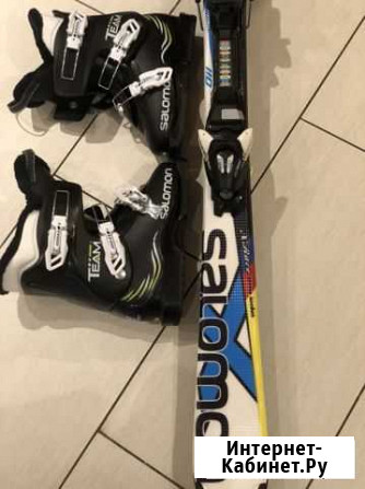 Горнолыжные ботинки с лыжами детские Salomon Ярославль - изображение 1