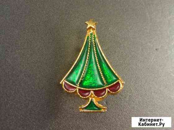 Винтажная брошь елочка с зеленой эмалью. США 70-е Санкт-Петербург