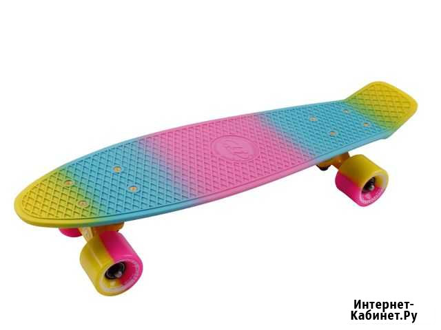 Скейтборд пластиковый Multicolor 22 pink/yellow 1 Тула - изображение 1
