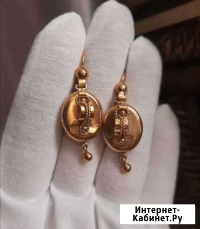 Золотые серьги Рига 583 проба самовары Екатеринбург - изображение 1