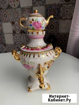 Самовар сувенирный Цветная гжель. СССР Калуга - изображение 1